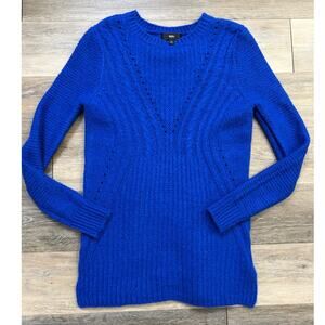 Mossimo Blue Knit Sweater Dress Small Long Pullover Cozy Bright Fall Winter Top